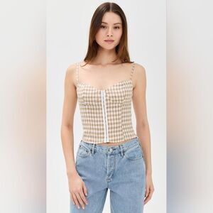 Reformation Christen Linen Check Top